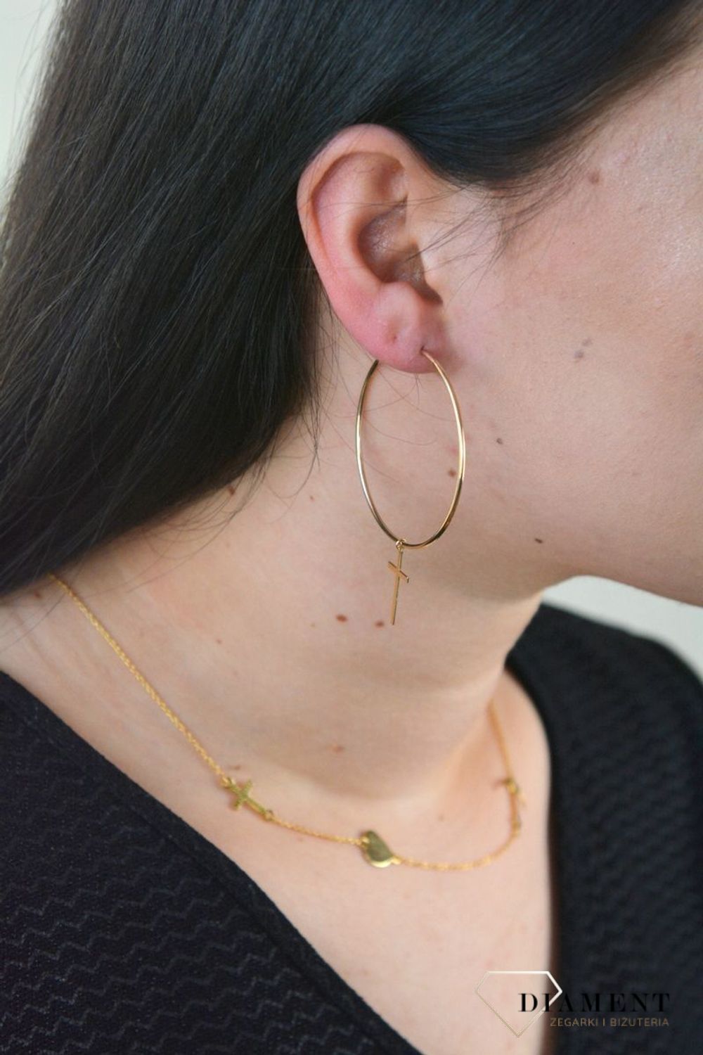 Złote kolczyki koła z krzyżykami 333 KL 10487C 333.jpg